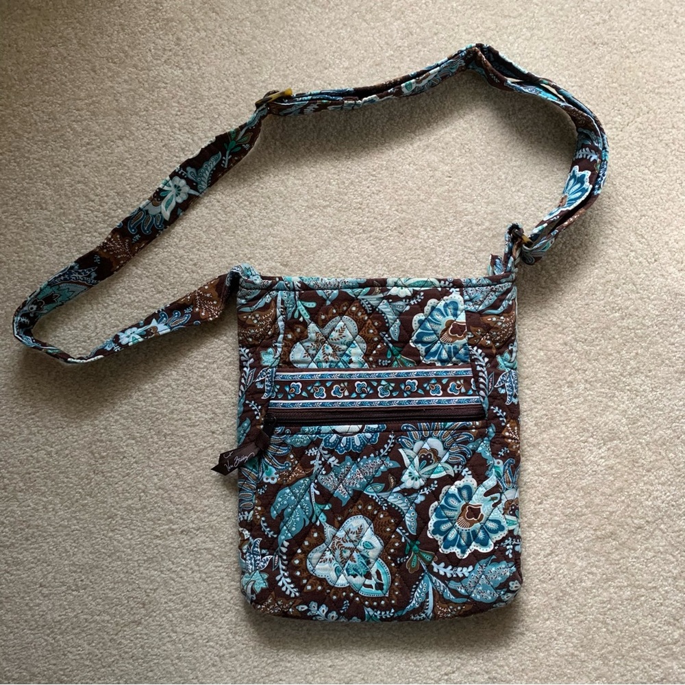 Vera Bradley Brown and Teal Pattern Crossbody Bag